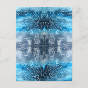 Moon jellyfish batik print postcard