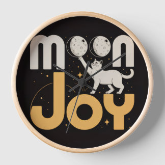 Moon Joy Black Cat Wall Clock