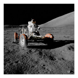 moon landing astronaut buggy space poster