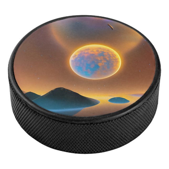Moon landscape art  hockey puck (3/4)