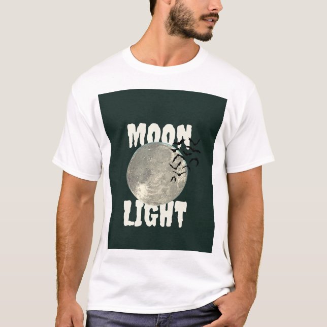 Moon Light Bats Halloween Graphic T-Shirt (Front)
