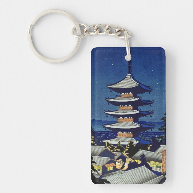 Moon Light In Yasaka Pagoda Asano Takeji Key Ring (Front)