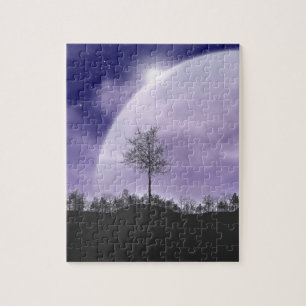 Moon Light Stars Sky Trees Whimsical Personalise Jigsaw Puzzle