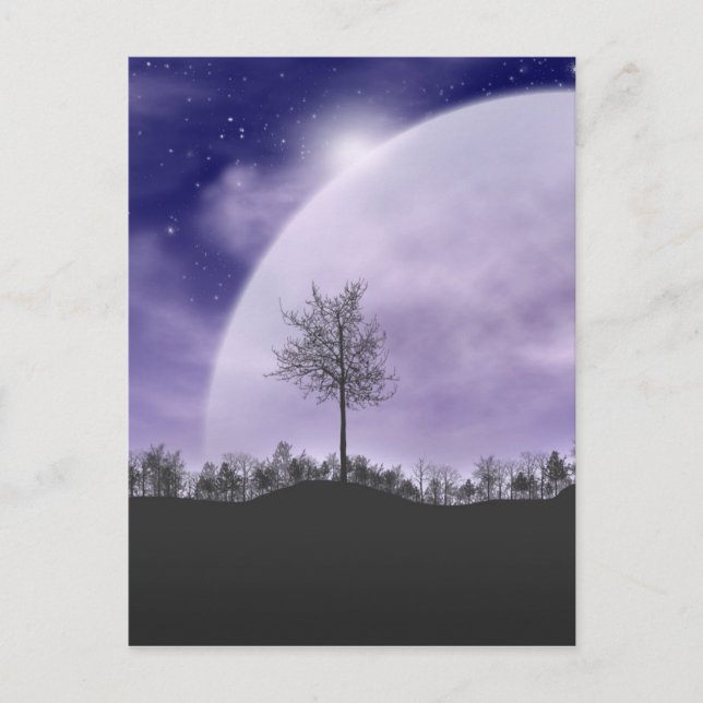 Moon Light Stars Sky Trees Whimsical Personalise Postcard (Front)