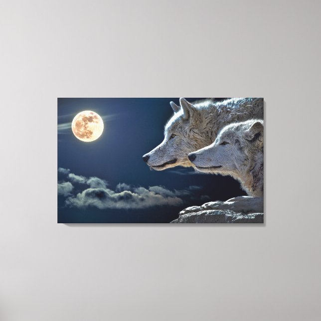 Moon light wolf couple. Motivational wall art (Front)
