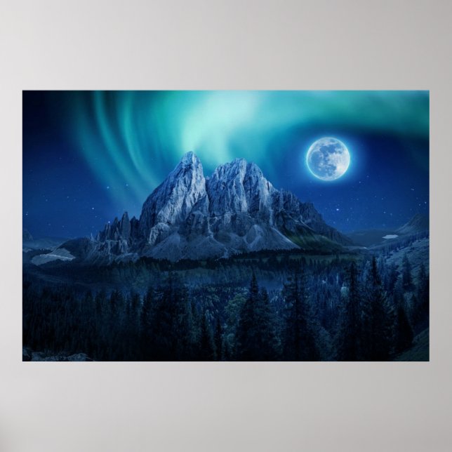 Moon Lit Mountain Night Poster (Front)