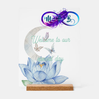 Moon & Lotus Acrylic Welcome Sign