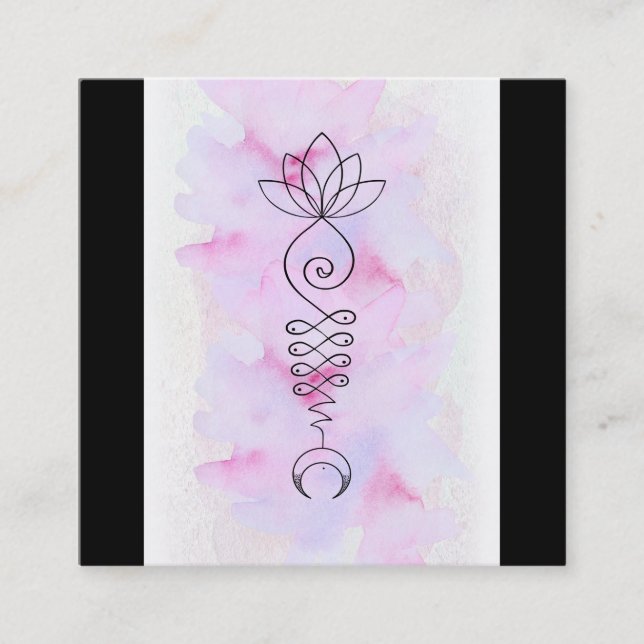 *~* Moon Lotus Energy Healer Reiki Massage Yoga Square Business Card (Front)