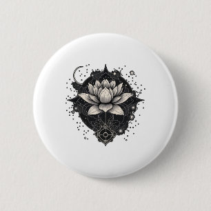 Moon Lotus Flower Yoga Meditation  6 Cm Round Badge