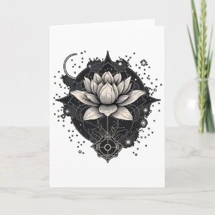 Moon Lotus Flower Yoga Meditation  Card
