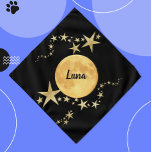 Moon Luna Gold Stars Personalised Pet Bed Bandana<br><div class="desc">Black & Gold Moon Luna and Stars Personalised Pet Neckwear Bandanna features a full moon/luna with gold stars on a black background which mimics the night sky. Personalise with your pet's name. This pet bandanna works for a a dog, cat, rabbit, or other pet. You can personalise it by changing...</div>