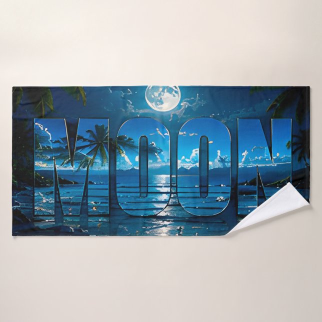 Moon Luxury Tropical Night Bath Towel (Bath Towel)