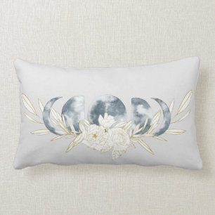 Moon Magic Moon Phase & Floral Pattern Lumbar Cushion