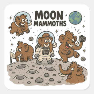 MOON MAMMOTHS funny Square Sticker