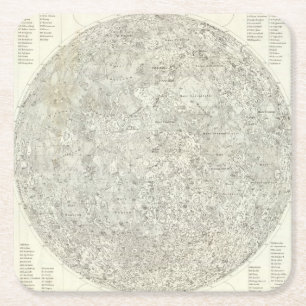 Moon Map Square Paper Coaster