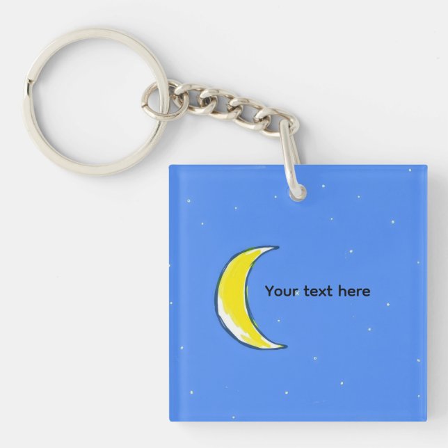 Moon – Minimal Lunar Custom Text Design Key Ring (Front)