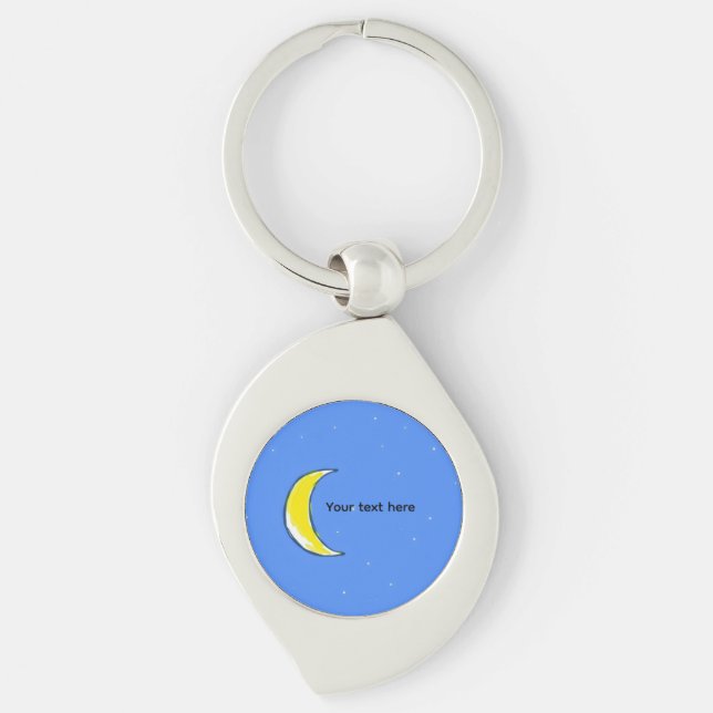 Moon – Minimal Lunar Custom Text Design Key Ring (Front)
