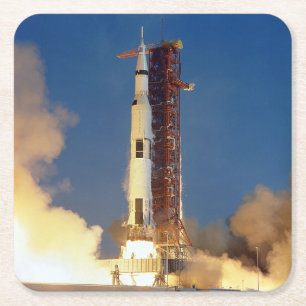 Moon Mission Spacecraft Ground View Square Paper C Coaster