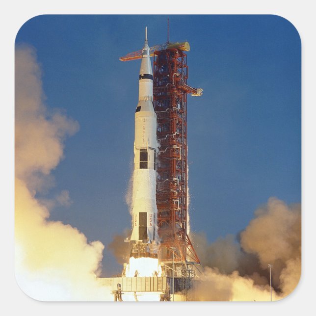 Moon Mission Spacecraft Ground View Square Sticker (Front)