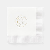Moon Monogram Wedding Paper Napkin