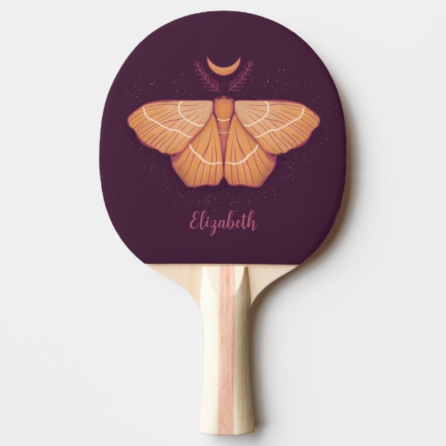 Moon Moth Witchy Night Art – Magical Illustration Ping Pong Paddle (Front)
