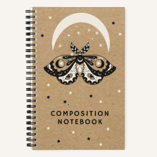Moon Moth with Stars Magical Spiral Notebook