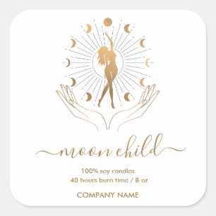 Moon Mystic Witchy Celestial Willow  Soy Candle Sq Square Sticker