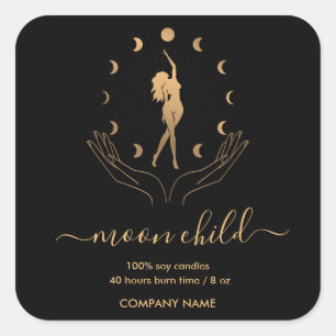 Moon Mystic Witchy Celestial Willow  Soy Candle Square Sticker