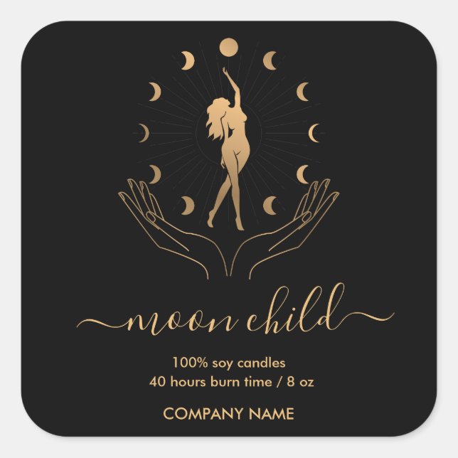Moon Mystic Witchy Celestial Willow  Soy Candle Square Sticker (Front)