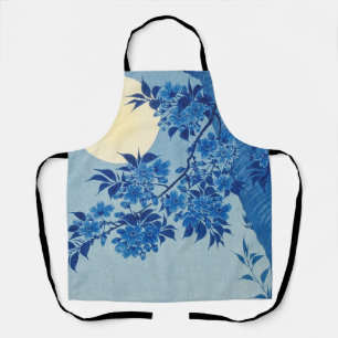 Moon Night Evening Tree Blue Moonlit Apron