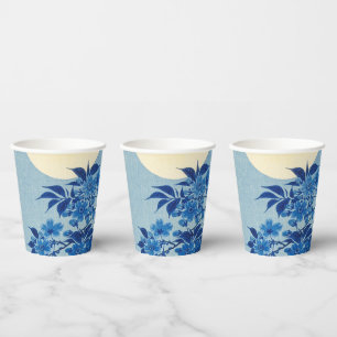 Moon Night Evening Tree Blue Moonlit Paper Cups