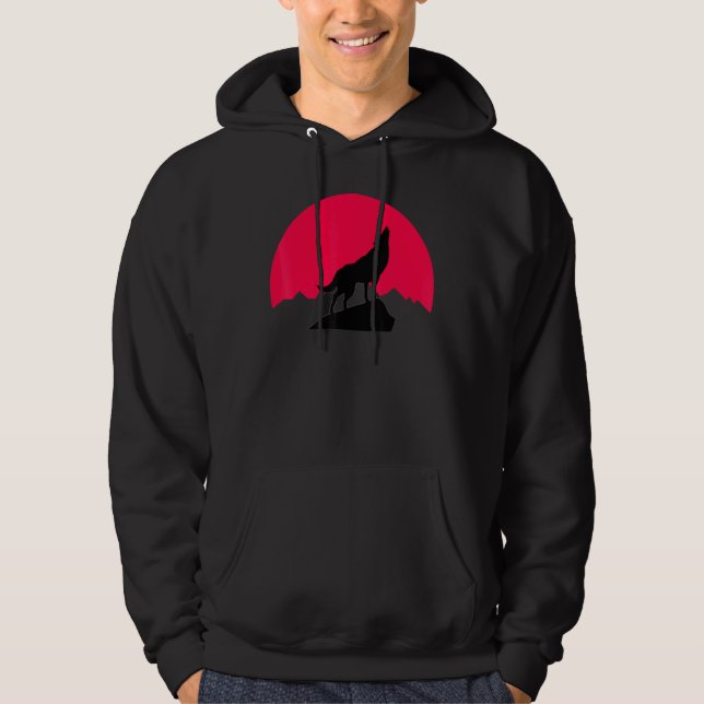 Moon Night Theme Wolf Summer Wolves Graphic Hoodie (Front)