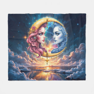 Moon of Eternal Balance – Fire & Water Souls. Fleece Blanket