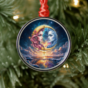 Moon of Eternal Balance – Fire & Water Souls. Metal Tree Decoration