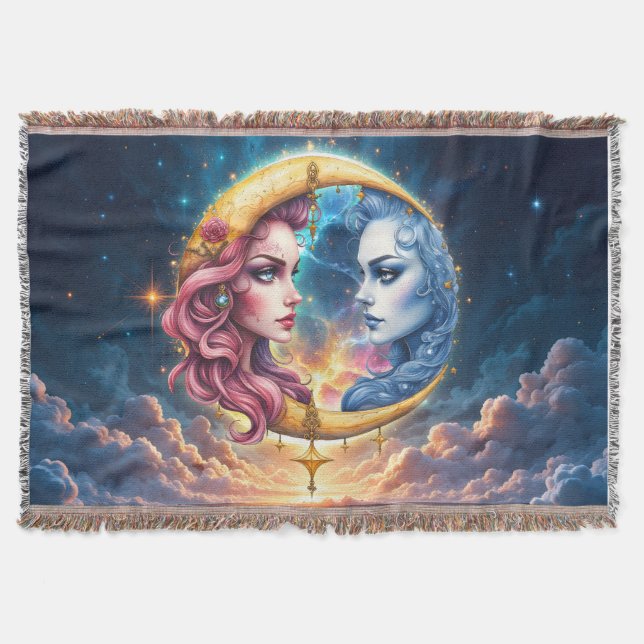 Moon of Eternal Balance – Fire & Water Souls.  Throw Blanket (Front)