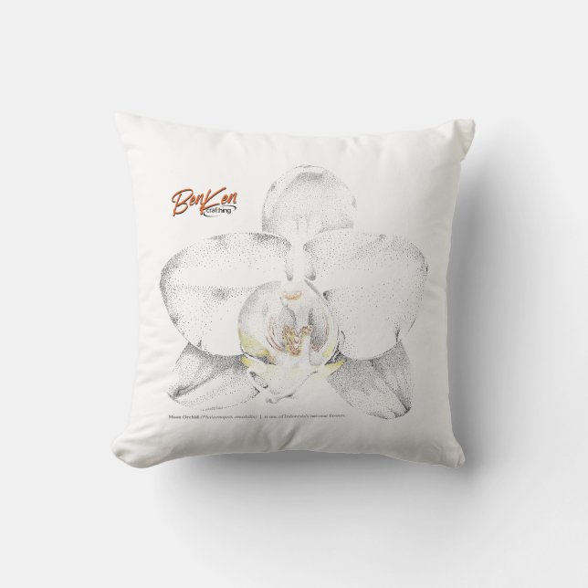 Moon Orchid Throw Pillow (Front)