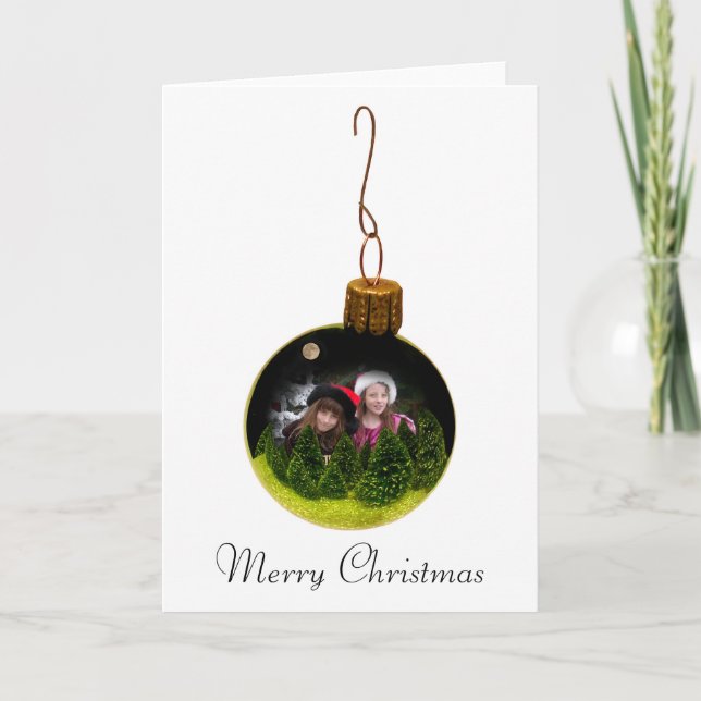 Moon Ornament Photo Greeting Card (Front)