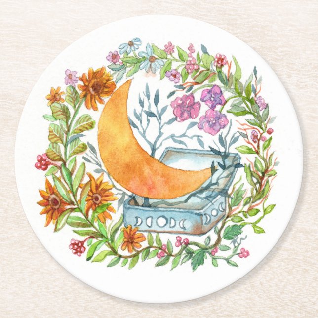 Moon out of the Box Round Paper Coaster (Front)