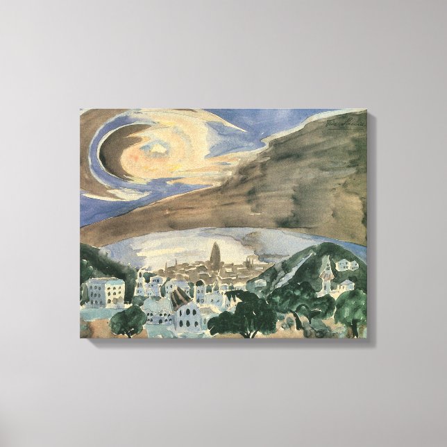 Moon Over Barcelona by Walter Gramatte Canvas Print (Front)
