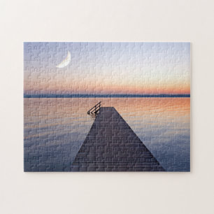 Moon Over Buscharner Footbridge   Starnberg Lake Jigsaw Puzzle