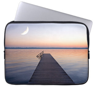 Moon Over Buscharner Footbridge Starnberg Lake Laptop Sleeve