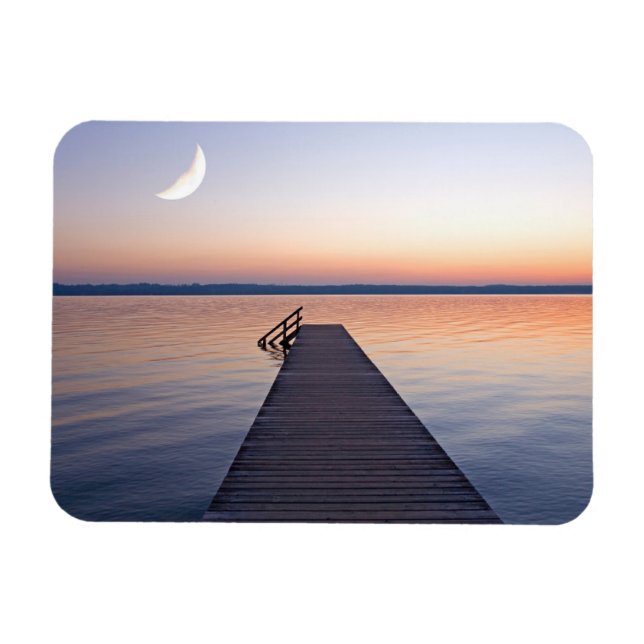 Moon Over Buscharner Footbridge | Starnberg Lake Magnet (Horizontal)