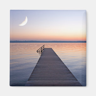 Moon Over Buscharner Footbridge Starnberg Lake Magnet