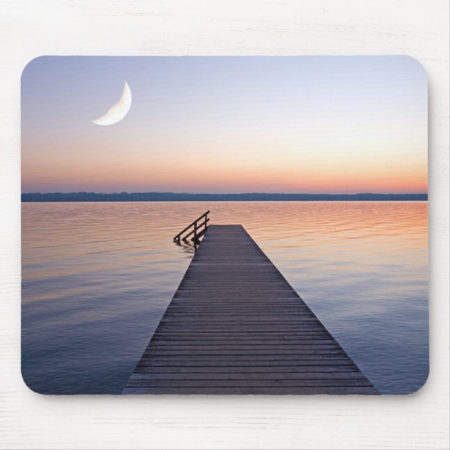 Moon Over Buscharner Footbridge | Starnberg Lake Mouse Pad (Front)