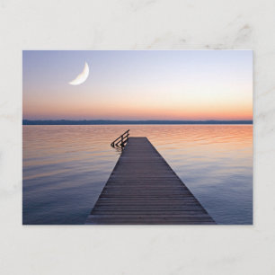 Moon Over Buscharner Footbridge Starnberg Lake Postcard