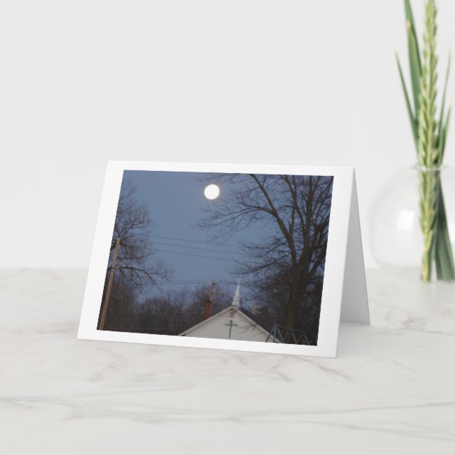 Moon Over Church Steeple Card (Front)