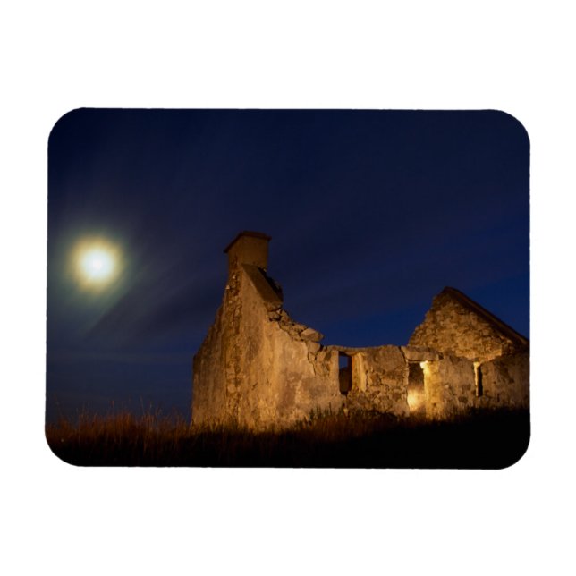 Moon Over Cottage Ruins | County Galway, Ireland Magnet (Horizontal)