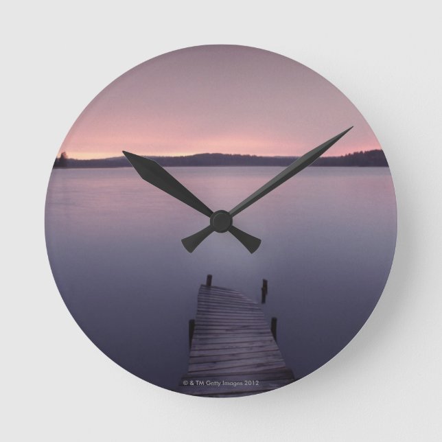 Moon Over Lake Round Clock (Front)