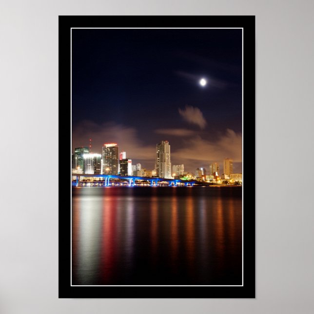 Moon over Miami skyline - Poster (Front)