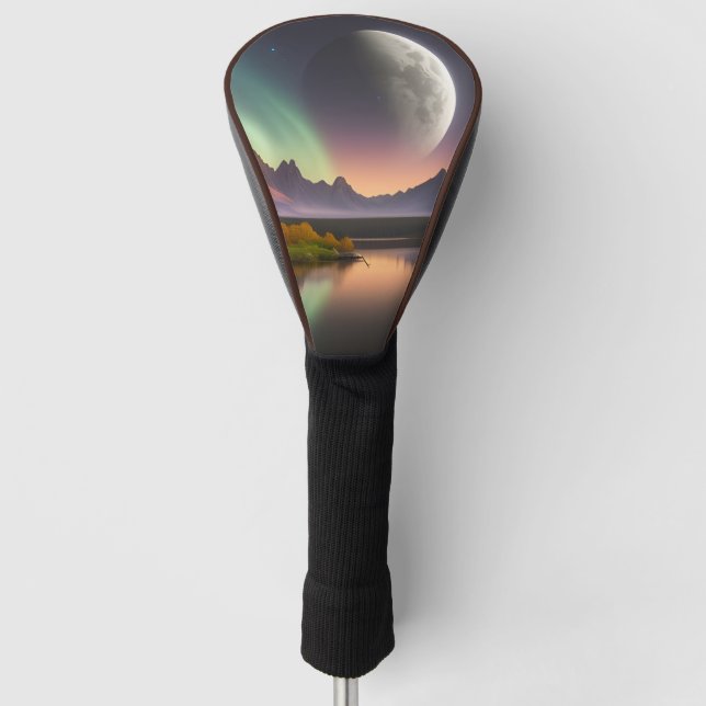 Moon over Mountain Landscape  Golf Head Cover (Front)